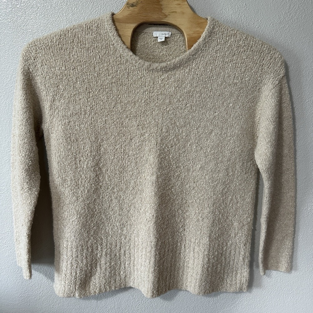 Pure J Jill Sweater Wool Blend Beige Ivory Neutral Textured Boxy Size Medium
